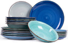 Cookinglife Serviesset Delice Blauw 18-delig / 6 personen - 6 dinerborden, 6 diepe borden en 6 ontbijtborden