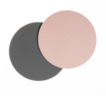 Jay Hill Coasters - Cuir Vegan - Gris / Rose - double face - ø 10 cm - 6 Pièces