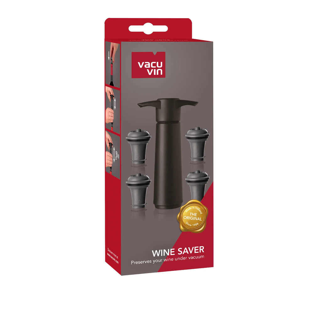 Vacu Vin Pompe à vin avec 4 bouchons à vin - Wine Saver - Noir