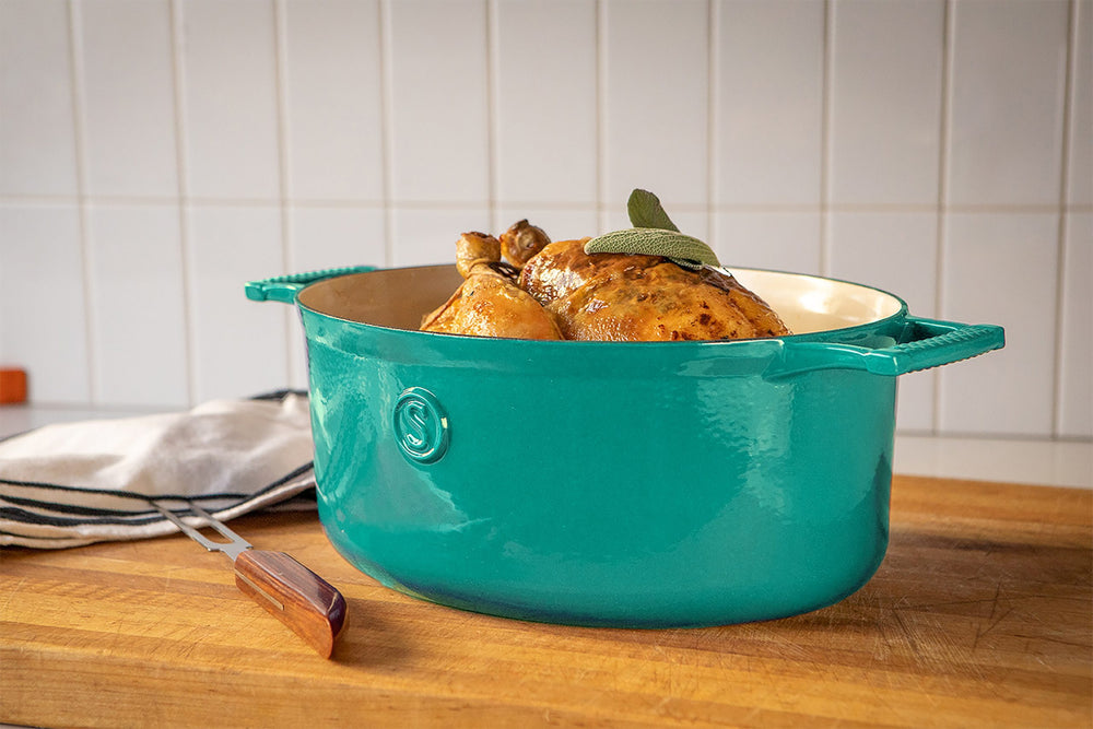 Saveur Selects Braadpan Ovaal Voyage - Saveur Blue - ø 30 cm / 5.6 liter - geëmailleerde anti-aanbaklaag