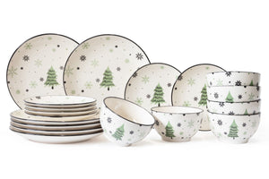 Cookinglife Serviesset - Kerstservies - Aardewerk - Groen 18-delig / 6 personen
