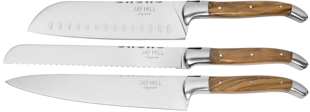 Jay Hill Coffret de Couteaux Laguiole Bois d'Olivier 3 Pièces