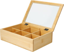 Cookinglife Theedoos - Theekist - Bamboe - 6 vakken - 24 x 16 x 7 cm