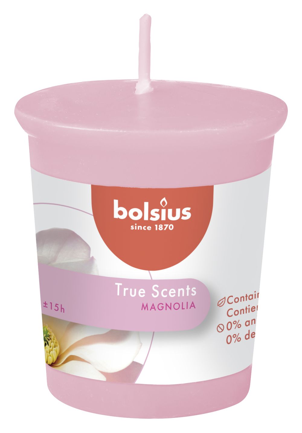 Bolsius Bougie parfumée / Recharge - pour bougeoir - True Scents Magnolia - 5 cm / ø 4,5 cm