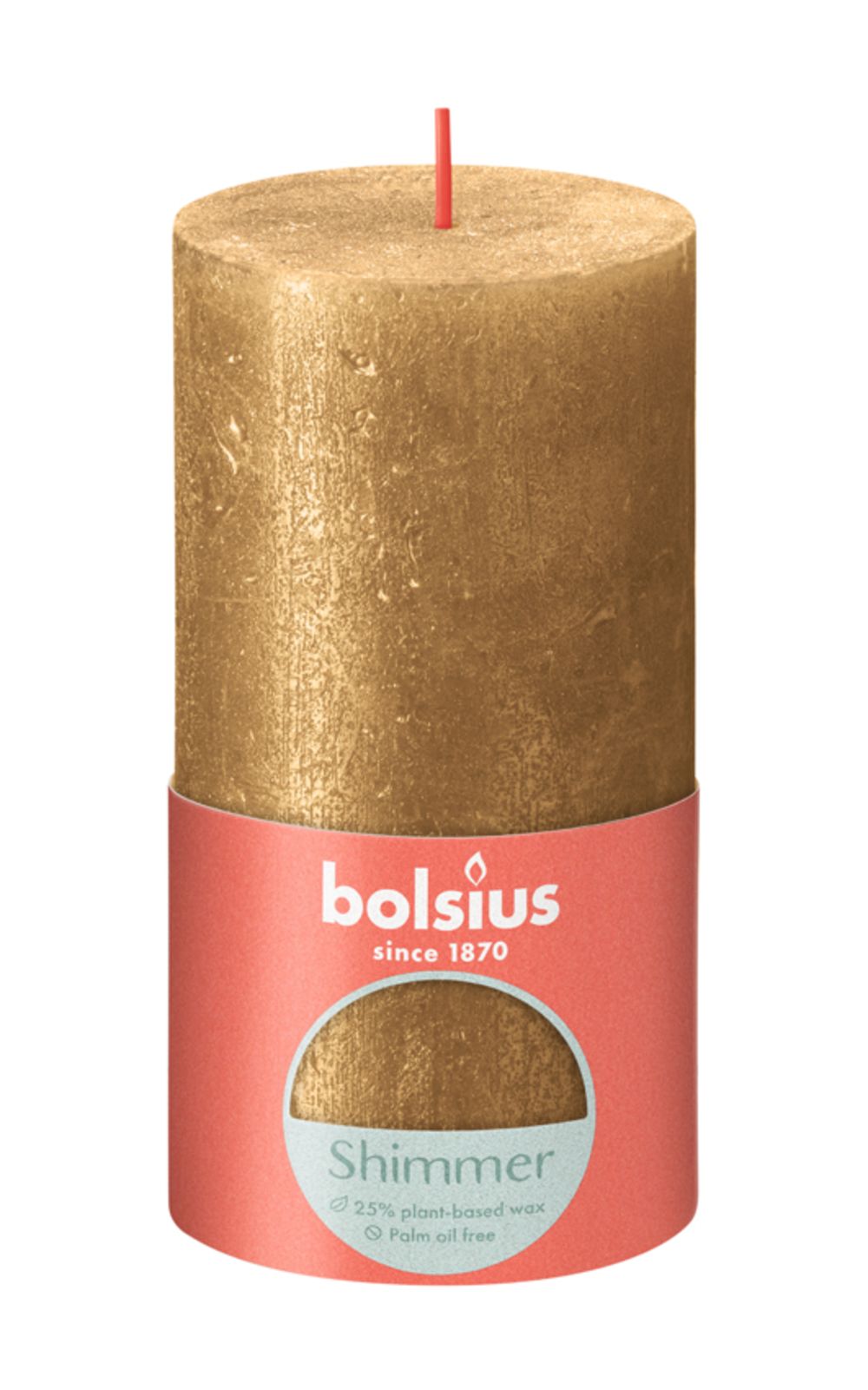 Bougie Pilier Bolsius Shimmer Or - 13 cm / ø 7 cm