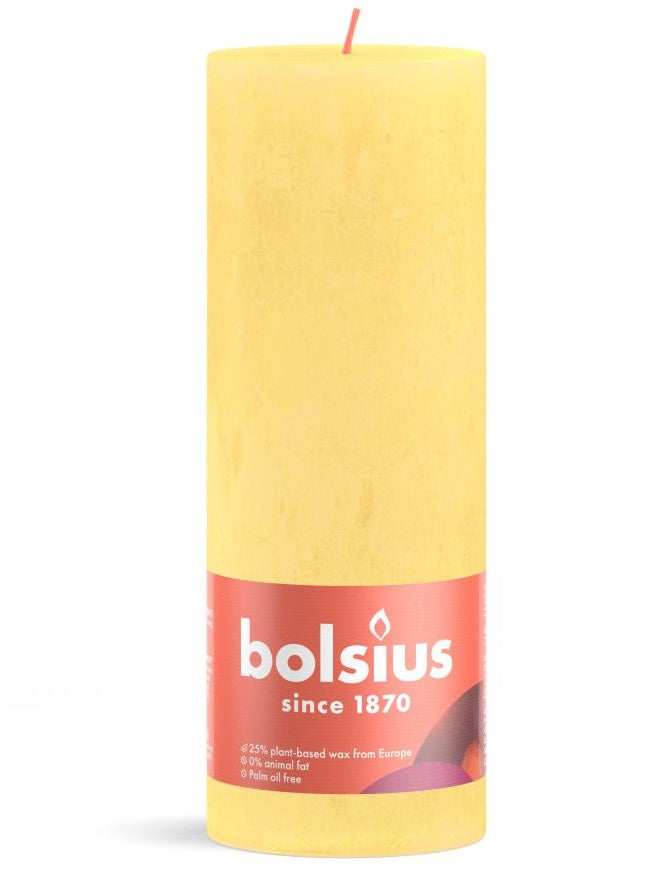 Bougie Pilier Bolsius Rustique Jaune Soleil - 19 cm / ø 7 cm