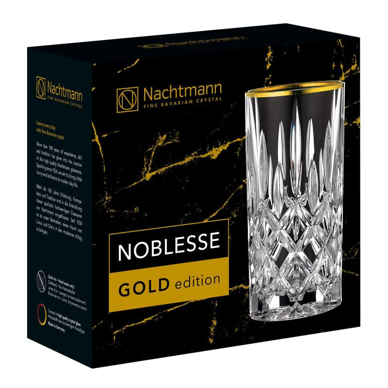 Nachtmann Verres à Long Drink Noblesse Or - 375 ml - 2 pièces