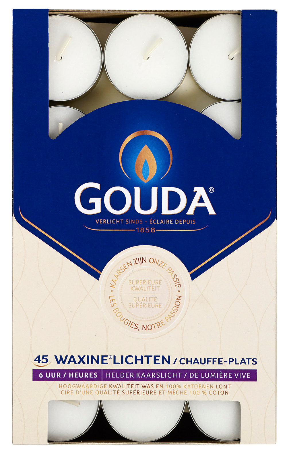 Bougies chauffe-plat Gouda Blanc - 45 pièces