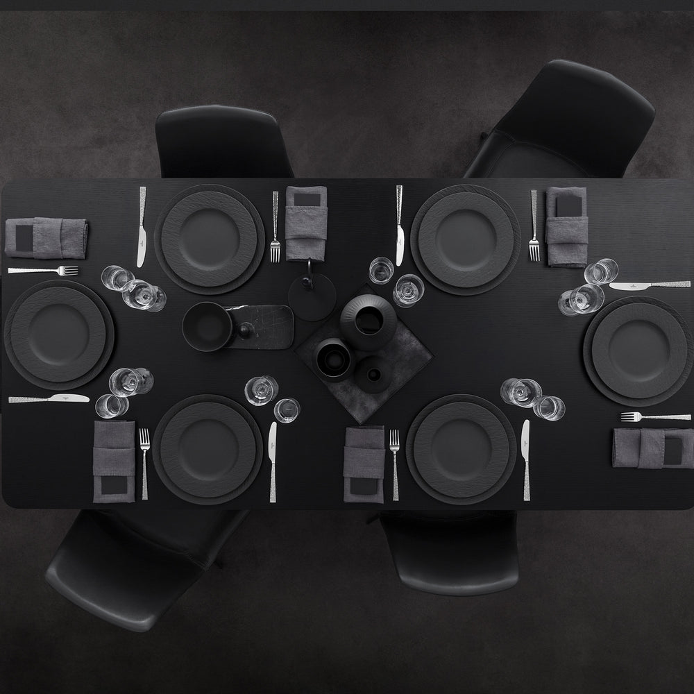 Villeroy & Boch Serviesset Manufacture Rock - Zwart 12-delig / 4 personen - 4 dinerborden, 4 ontbijtborden & 4 pastaborden