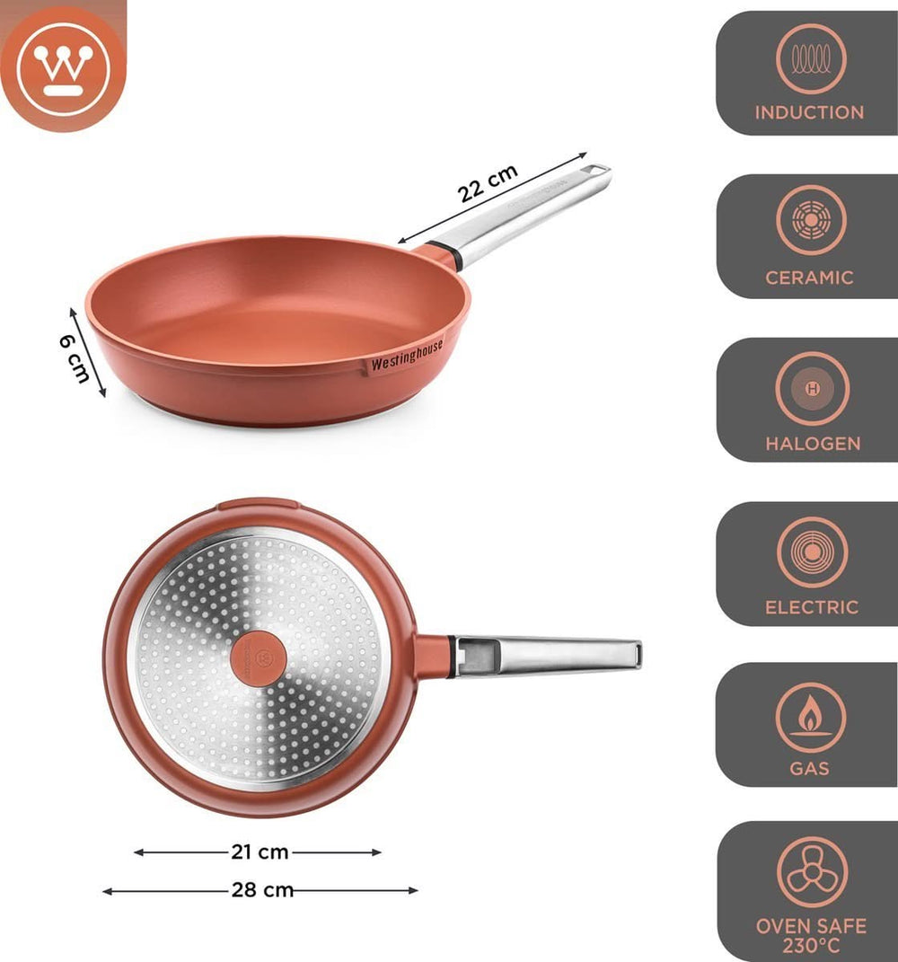 Westinghouse Pan Set Performance - Rouge - 8 poêles - Set de poêles complet - Induction et toutes autres sources de chaleur