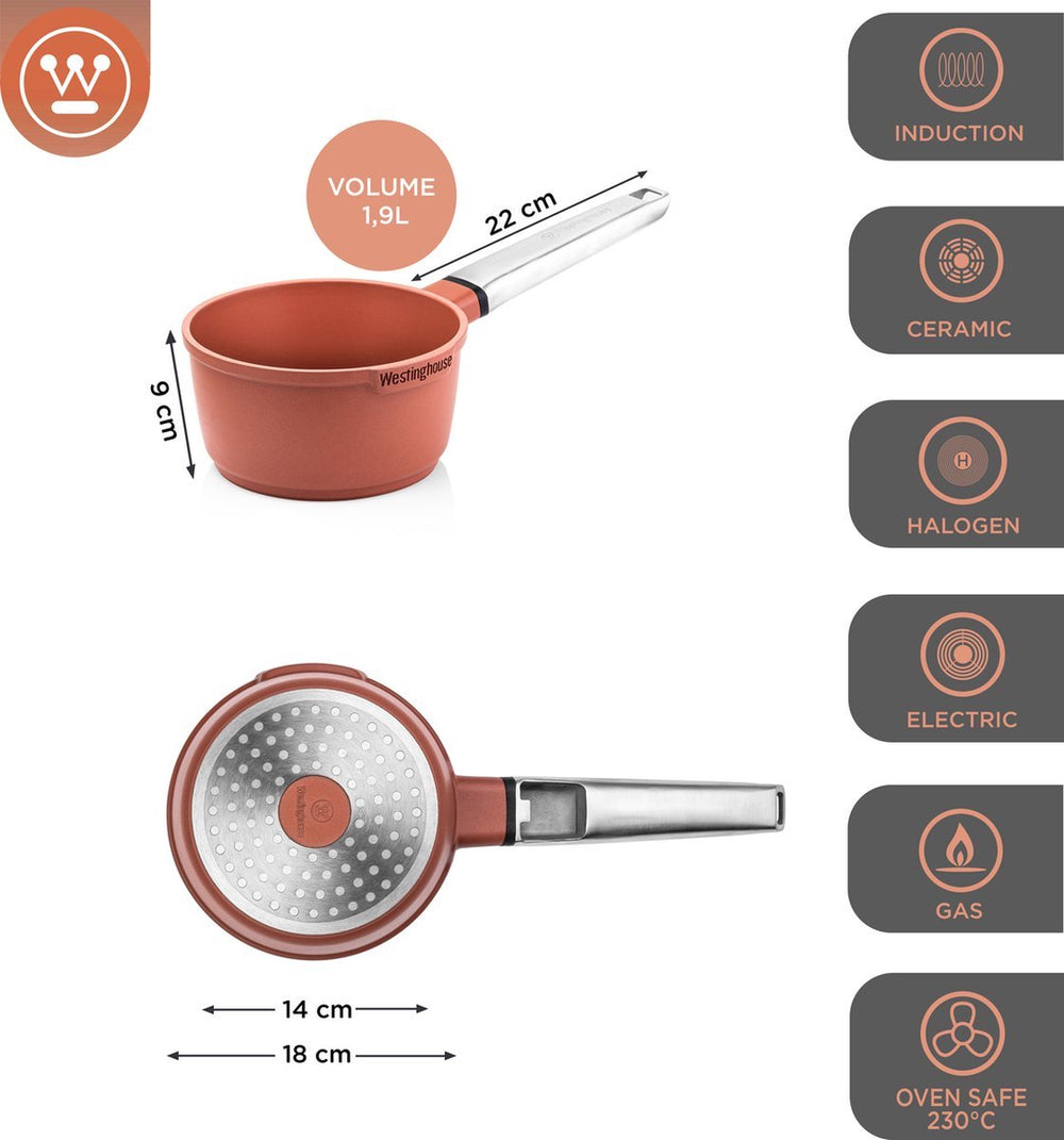 Westinghouse Pan Set Performance - Rouge - 8 poêles - Set de poêles complet - Induction et toutes autres sources de chaleur