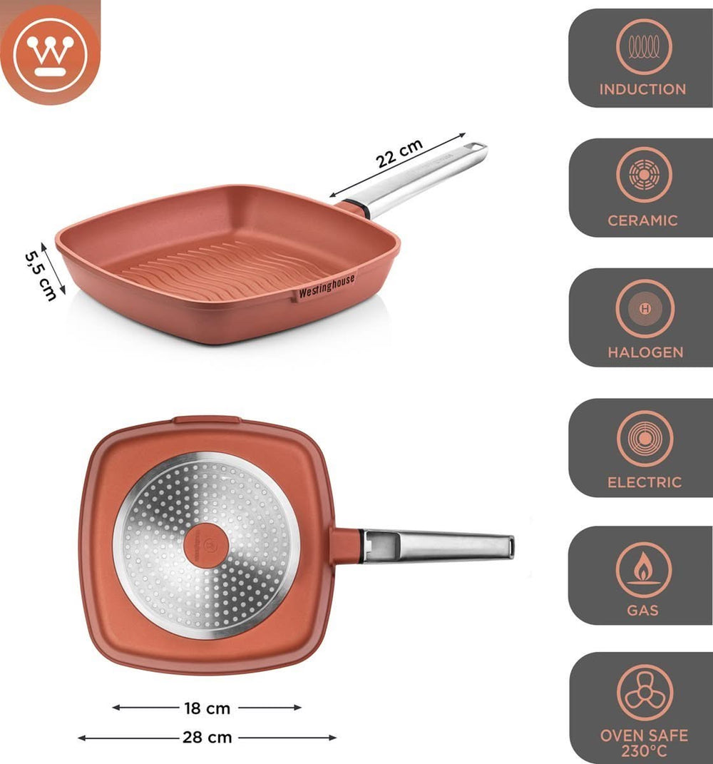 Westinghouse Pannenset Performance - Rood - 8 pannen - Complete pannenset - Inductie en alle andere warmtebronnen