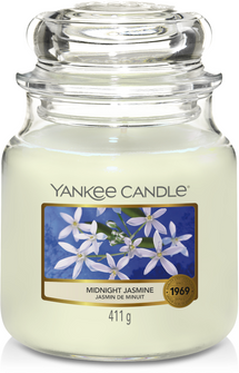 Yankee Candle Bougie Parfumée Moyenne Jasmin Minuit - 13 cm / ø 11 cm