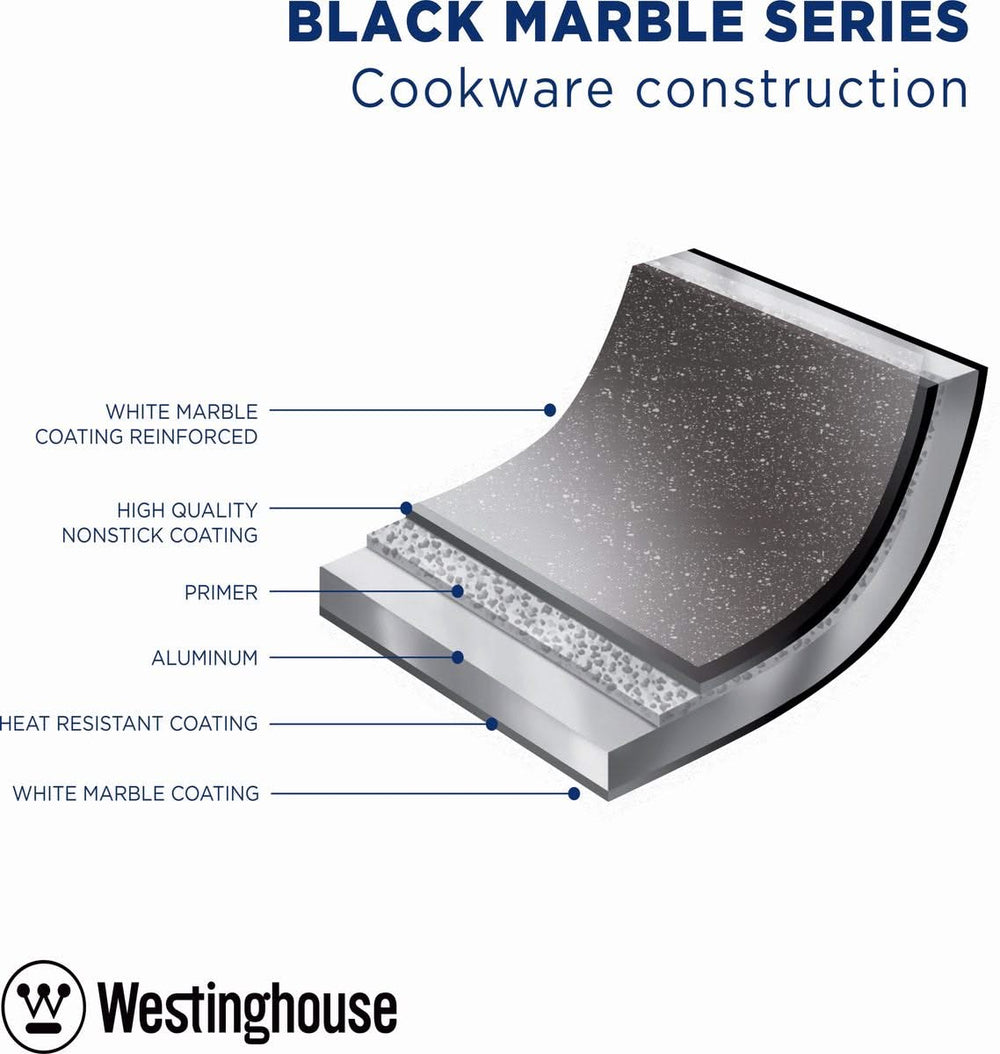 Westinghouse Pan Set Marble Wood (Poêle ø 28 et 30 cm + Casserole ø 18 cm) - Induction et tous autres feux