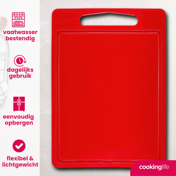 Cookinglife Snijplank met sapgeul 35 x 25 x 0.85 cm - Rood