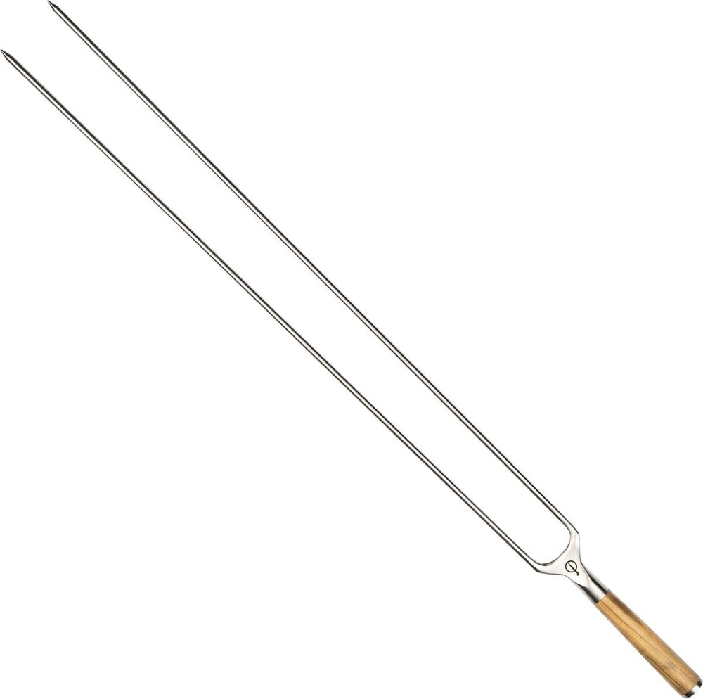 Brochette de fourchette de barbecue forgée / brochette Churrasco - Bois d'olivier / Acier - 60 cm