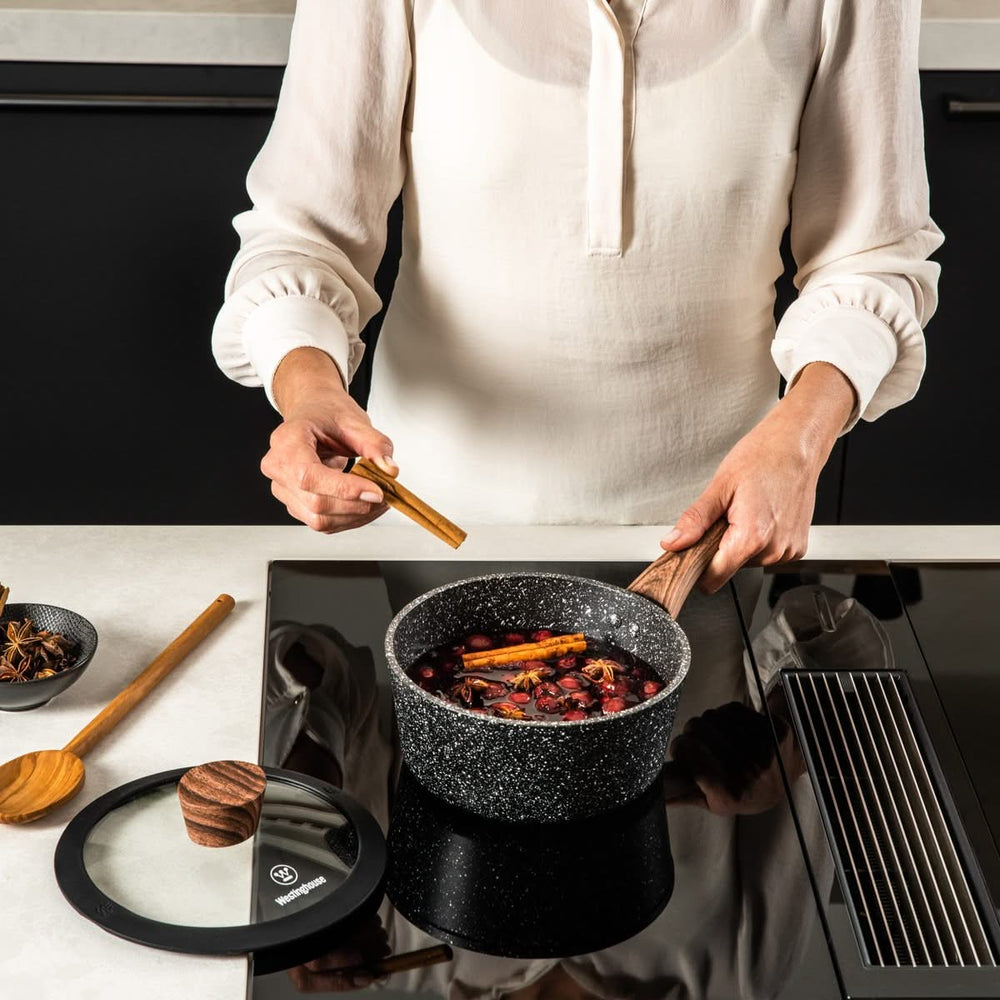 Batterie de Cuisine Westinghouse Marble Wood (Poêle ø 28 cm + Casserole ø 20 cm) - Induction et tous autres feux