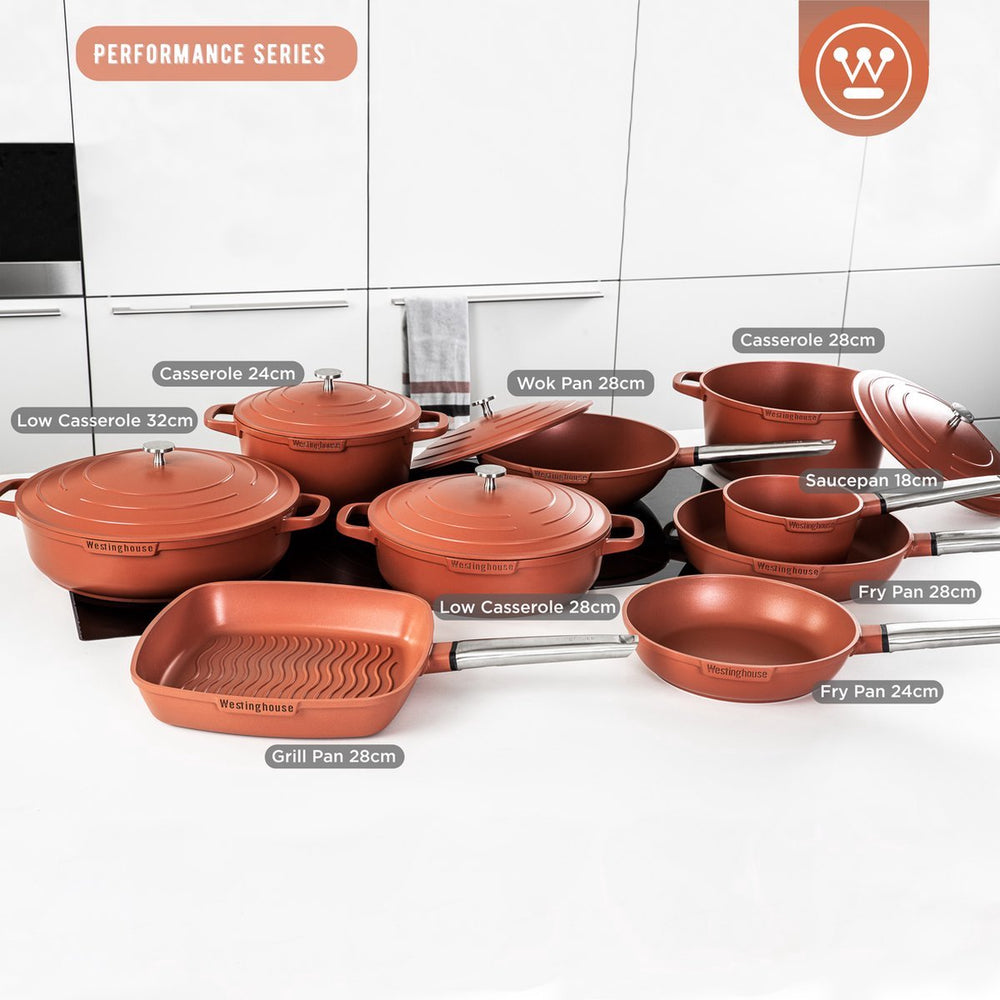 Westinghouse Pan Set Performance - Rouge - 8 poêles - Set de poêles complet - Induction et toutes autres sources de chaleur