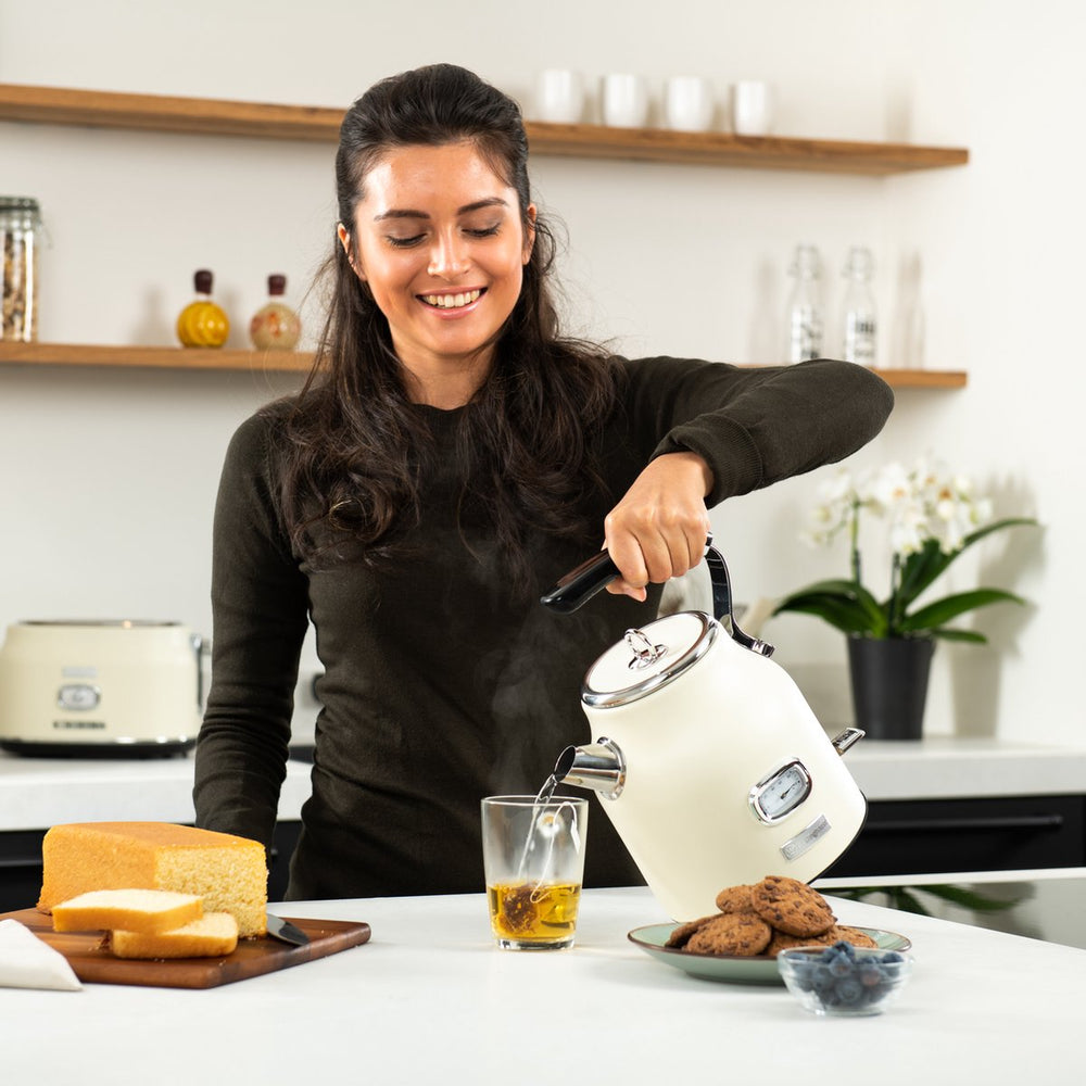 Bouilloire rétro Westinghouse + Cafetière - Filtre à café - Blanc