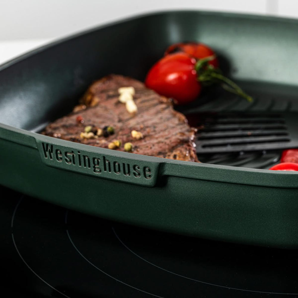 Westinghouse Pannenset Performance (Wokpan + Grillpan) ø 28 cm - Groen - Inductie en alle andere warmtebronnen