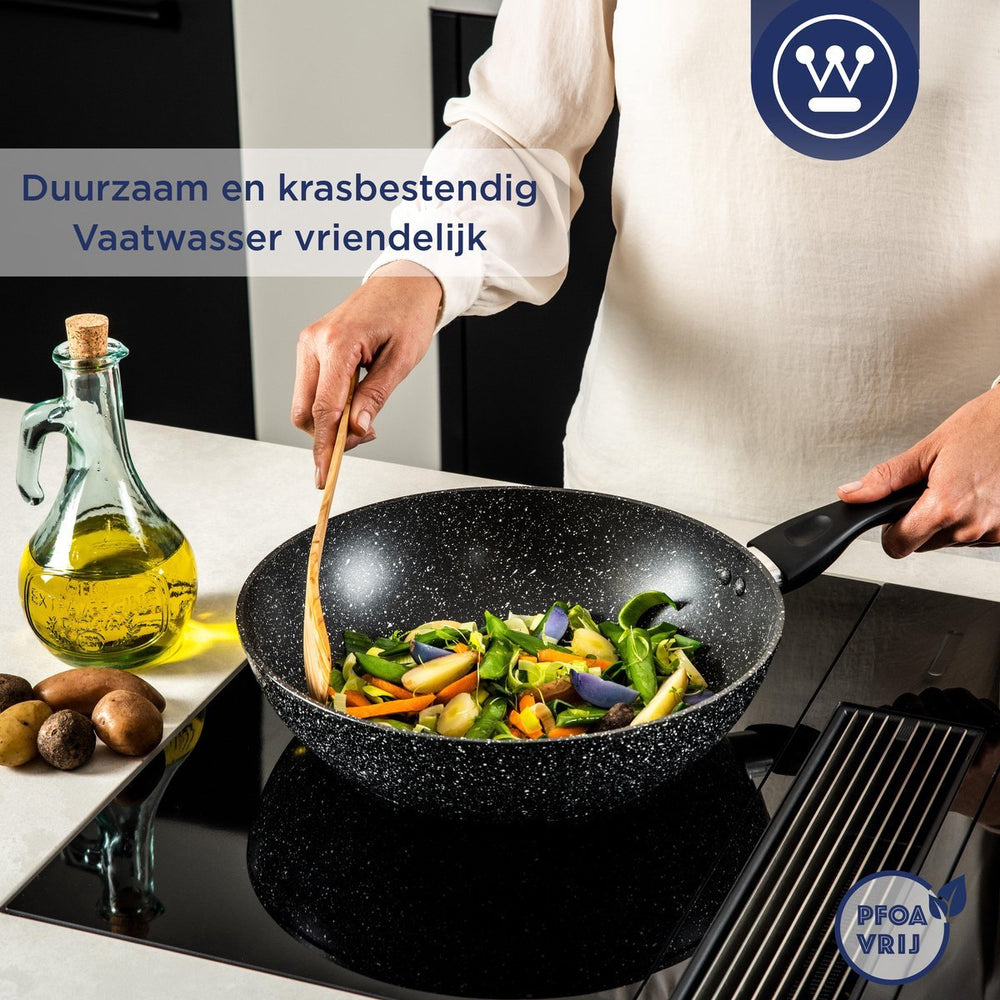 Westinghouse Pan Set Black Marble (Poêle à grill 28 cm + Poêle Wok ø 30 cm) - Induction et tous autres feux