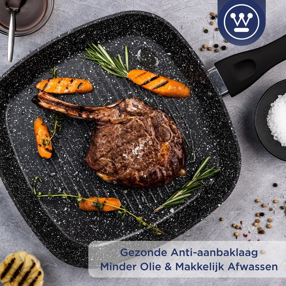 Westinghouse Pannenset Black Marble (Grillpan 28 cm + Wokpan ø 30 cm) - Inductie en alle andere warmtebronnen