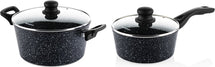 Ensemble de casseroles Westinghouse Black Marble (Poêle à rôtir ø 24 cm + Casserole en acier ø 18 cm) - Induction et toutes autres sources de chaleur