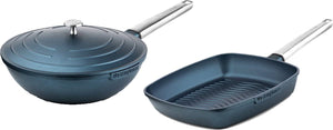 Westinghouse Pannenset Performance (wokpan + grillpan) ø 28 cm - blauw - inductie en alle andere warmtebronnen