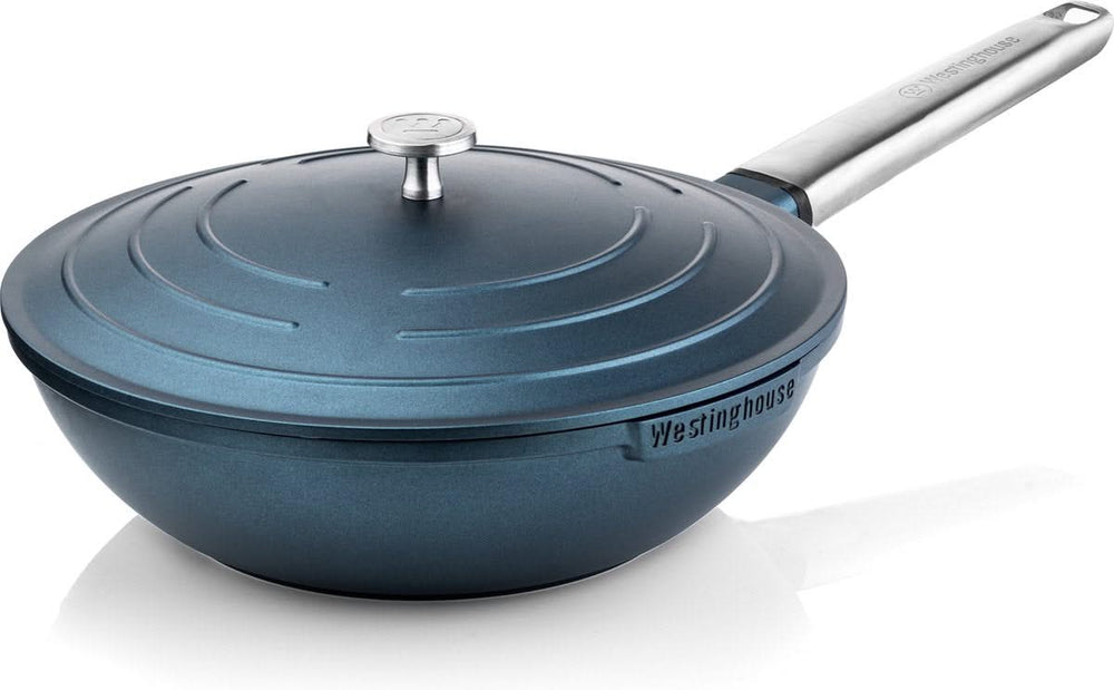 Westinghouse Pannenset Performance (Wokpan + Grillpan) ø 28 cm - Blauw - Inductie en alle andere warmtebronnen