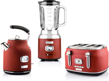 Westinghouse Retro Waterkoker + Broodrooster 4 Sleuven + Blender - Rood