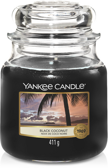 Yankee Candle Bougie Parfumée Medium Noix de Coco Noire - 13 cm / ø 11 cm