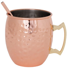 Cosy & Trendy Moscow Mule Cocktailbekers met Rietjes - Gehamerd Koper - 450 ml - 2 Stuks