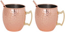 Cosy & Trendy Moscow Mule Cocktailbekers met Rietjes - Gehamerd Koper - 450 ml - 2 Stuks