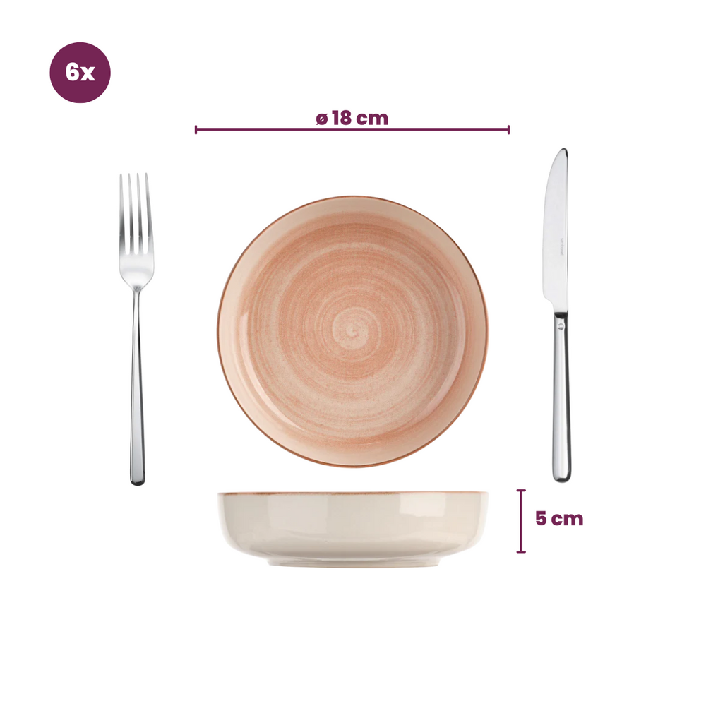 Cosy & Trendy Diepe Borden Baltic Peach ø 18 cm - 6 stuks