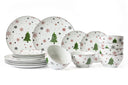 Cookinglife Serviesset - Kerstservies - Porselein - Rood 18-delig / 6 personen