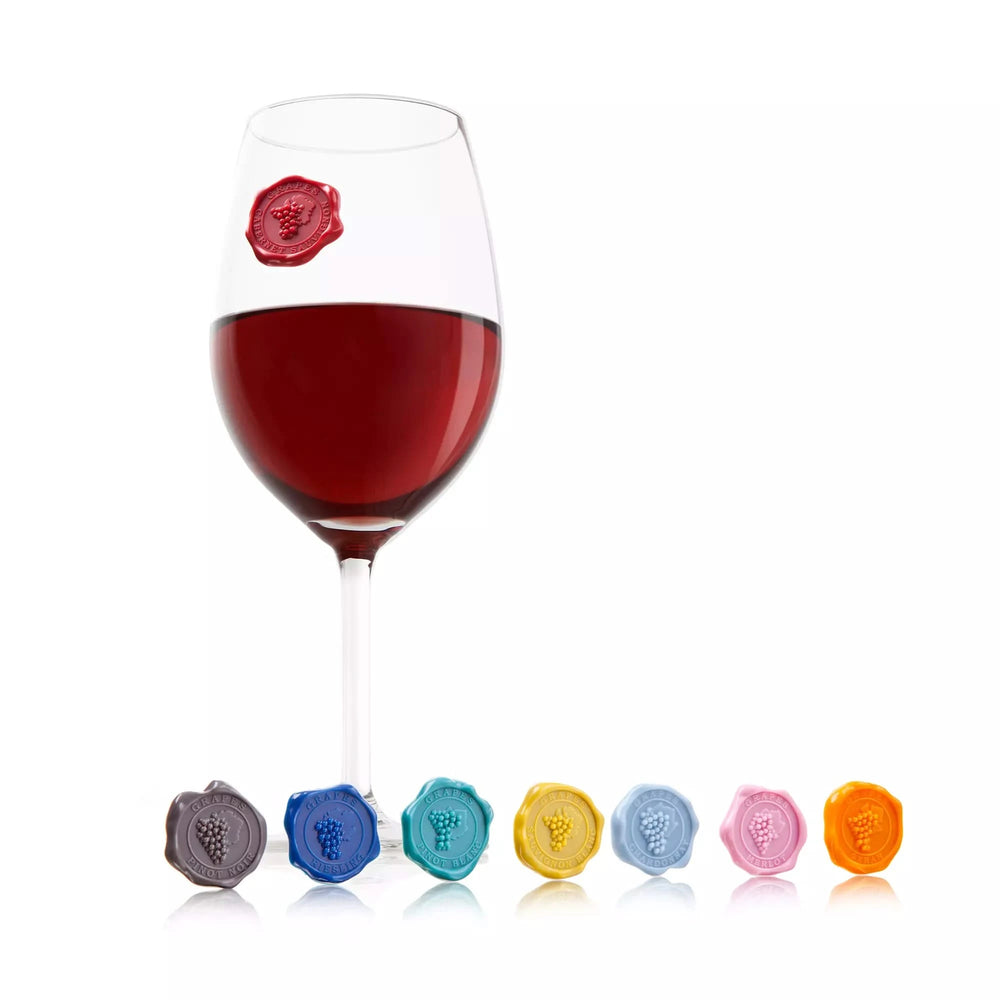 Reconnaissances de verres à vin Vacu Vin - Colorées - 8 pièces