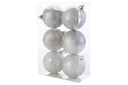 Cosy & Trendy Boules de Noël Argent Glitter ø 8 cm - 6 Pièces