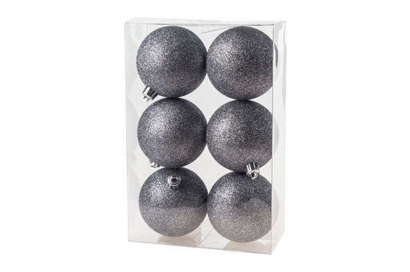 Boules de Noël Cosy & Trendy Pailletées Grises 6 pièces