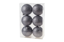 Boules de Noël Cosy & Trendy Gris Pailleté 6 Pièces