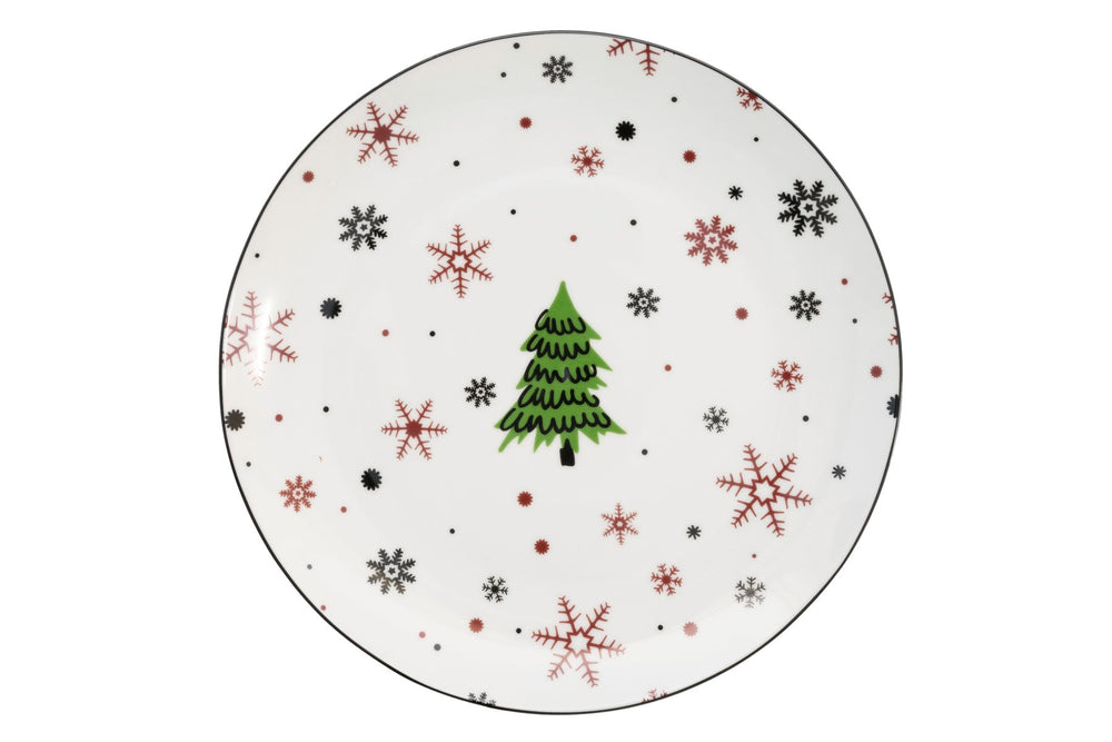 Cookinglife Serviesset - Kerstservies - Porselein - Rood 18-delig / 6 personen