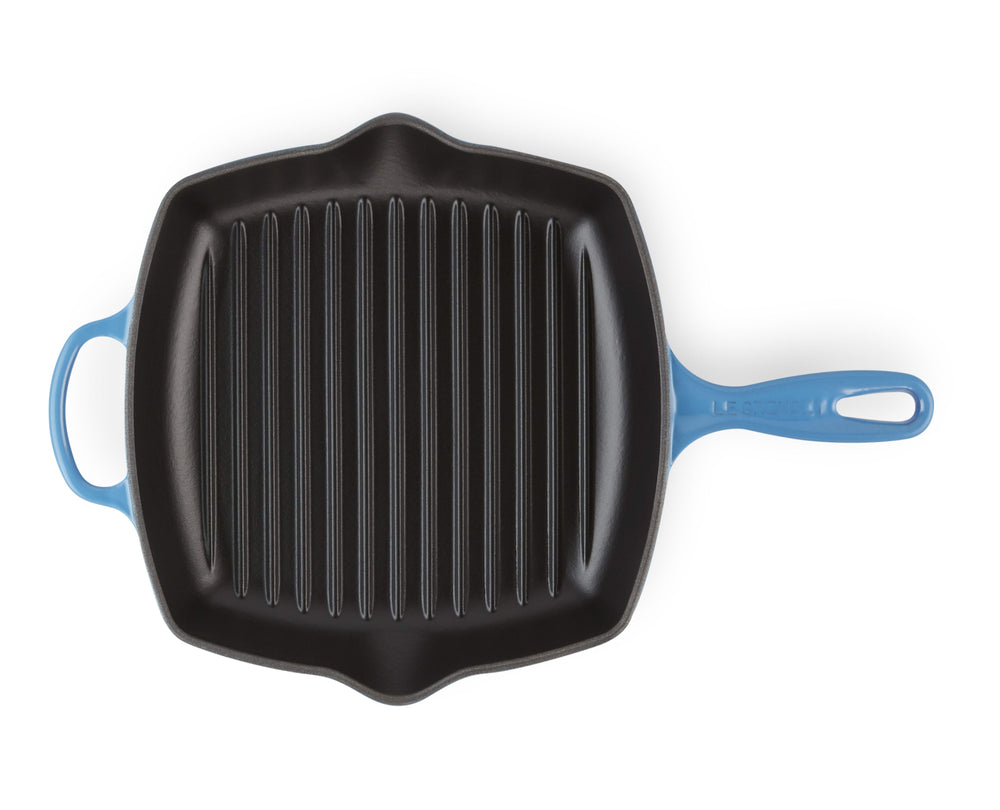 Poêle Grill Le Creuset Signature - Azur - 26 x 26 cm - revêtement antiadhésif émaillé