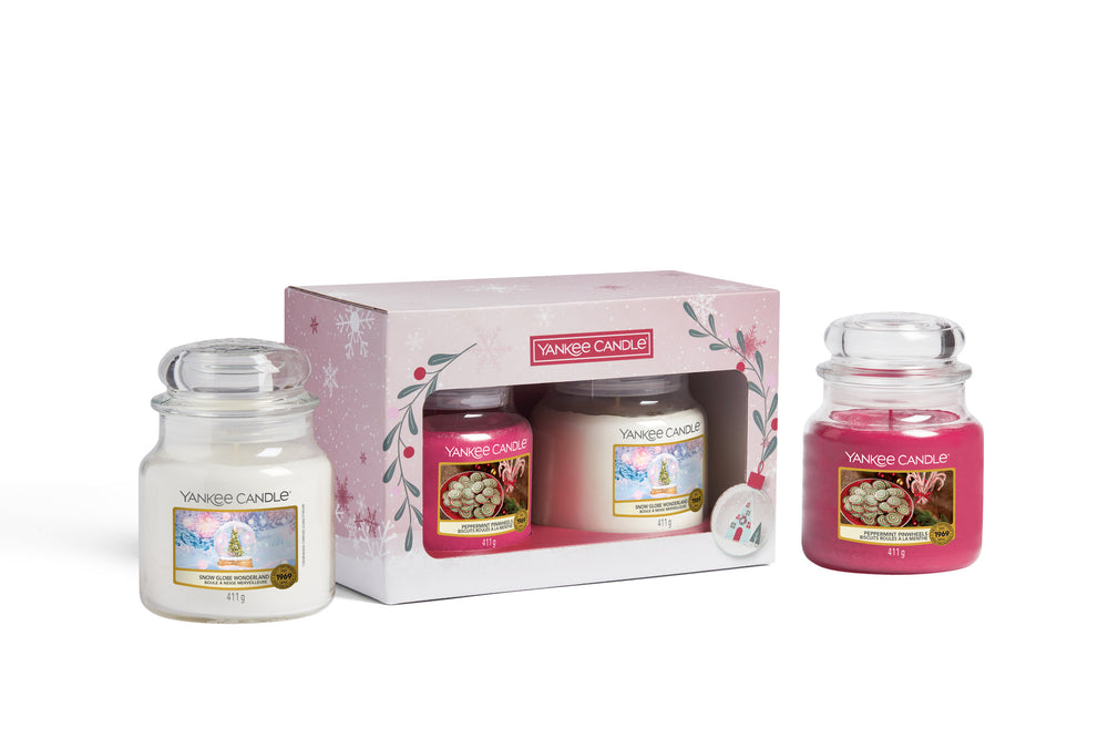 Yankee Candle Coffret Bougie Parfumée Boule à Neige Moyenne Pays des Merveilles - 2 Pièces