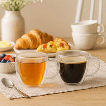 Cookinglife Dubbelwandige Koffie- / theeglazen met oor 280 ml - 2 stuks