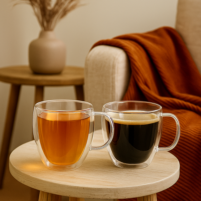 Cookinglife Dubbelwandige Koffie- / theeglazen met oor 280 ml - 2 stuks