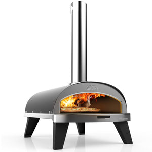 ZiiPa Pizza Oven Piana - Houtgestookt - met Thermometer - Antraciet - voor ø 30 cm pizza's - Roterende pizzasteen