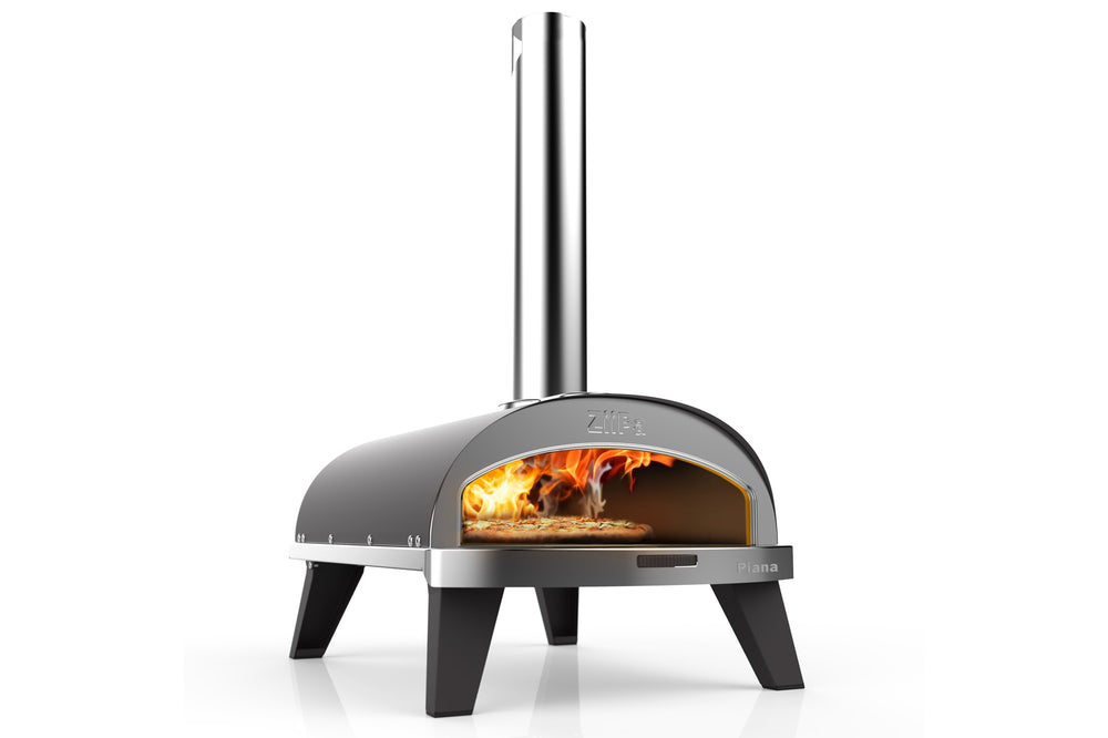 ZiiPa Four à Pizza Piana - Au Feu de Bois - avec Thermomètre - Ardoise - pour pizzas ø 30 cm - Pierre à pizza rotative