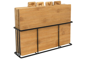 Cookinglife Snijplankenset Bamboe met houder 5-delig