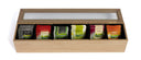 Cookinglife Theedoos - Theekist - Bruin - 6 vakken - met fluwelen binnenkant - 43 x 9 x 9 cm