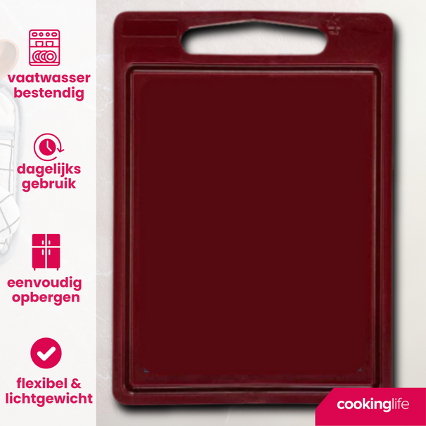 Cookinglife Snijplank met sapgeul 35 x 25 x 0.85 cm - Bruin