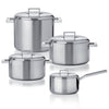 Mepra Pannenset Stile (Kookpan ø 18 / 20 / 22 + Steelpan ø 16 cm) + Deksels - RVS - 4 delige set